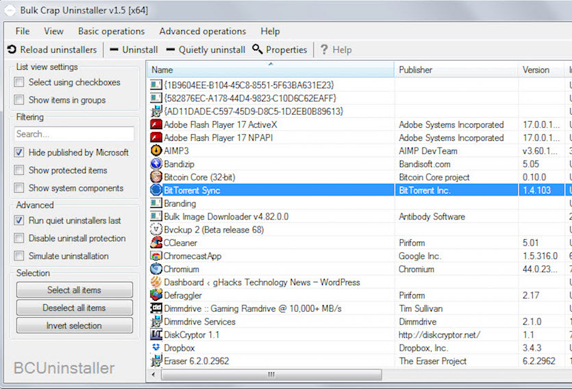 bulk crap uninstaller
